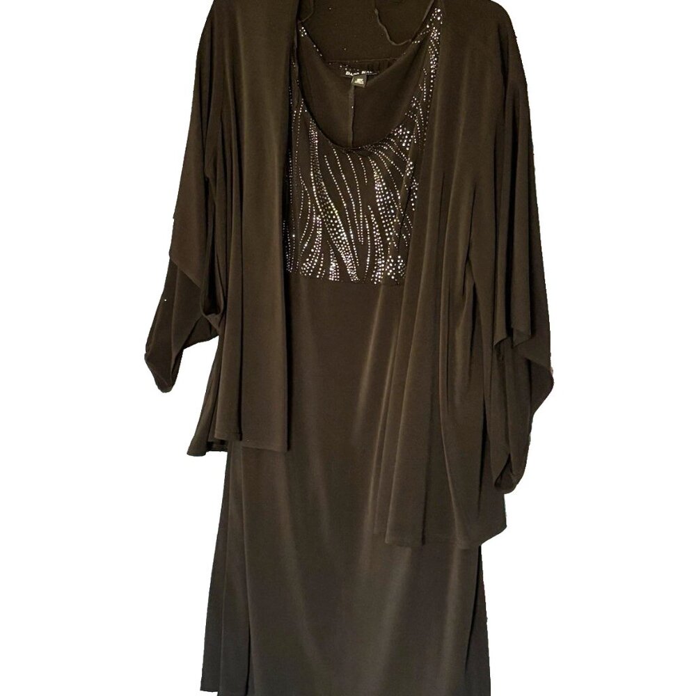 Dana Kay 2Pc Women's Size 18 W Plus Black Sleeveless Glitter Dress + Jacket